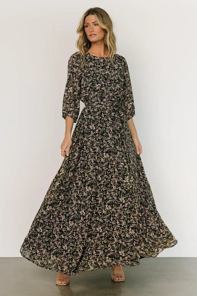 Rebecca Maxi Dress Black Floral Women Baltic Born Maxi Dresses Rebecca Maxi Dress Black Floral Women Baltic Born Maxi Dresses