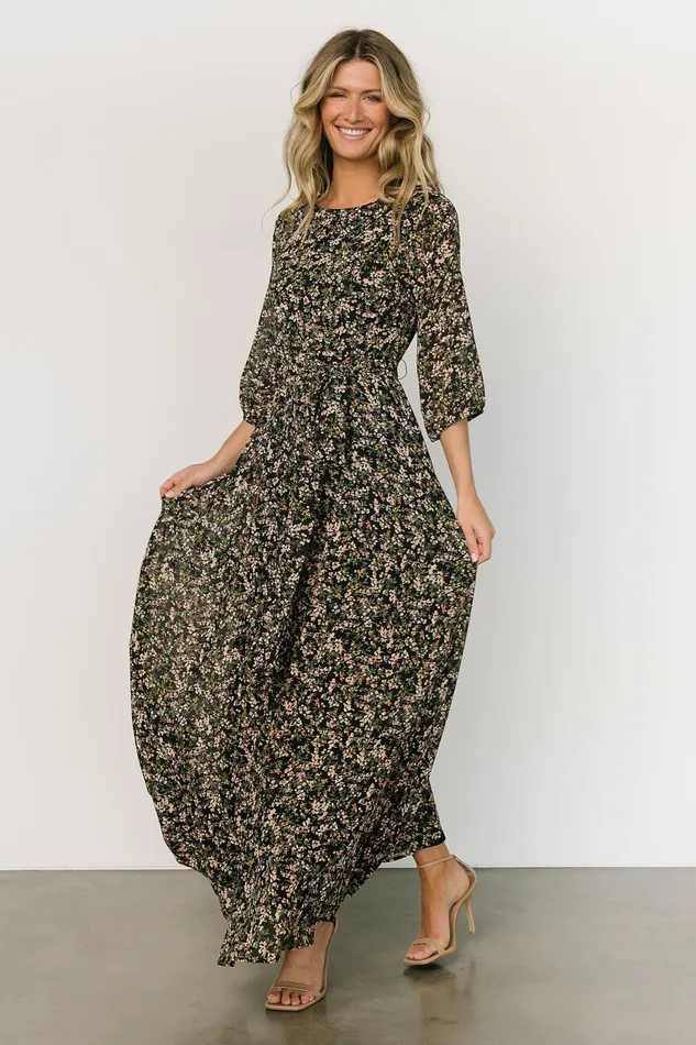 Rebecca Maxi Dress Black Floral Women Baltic Born Maxi Dresses Rebecca Maxi Dress Black Floral Women Baltic Born Maxi Dresses