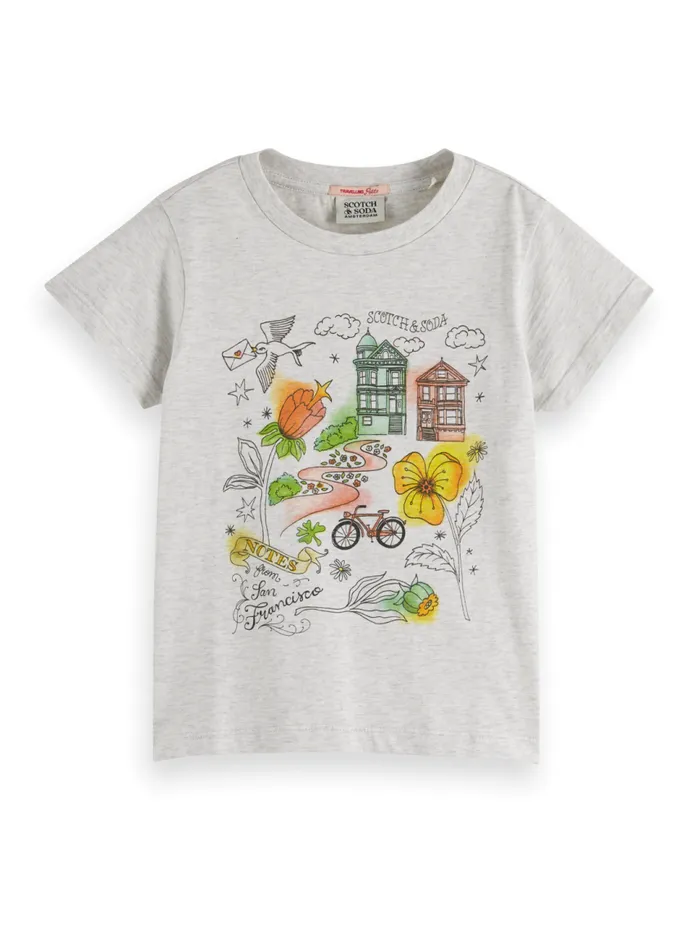 REGULARFIT ARTWORK TSHIRT Grey Melange Kids Scotch and Soda TShirts and Tops