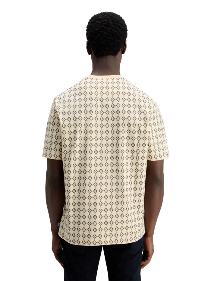 Regular Fit Mini All Over Print Tshirt Parchment Geo Flower Men Scotch and Soda TShirts and Polo Shirts Regular Fit Mini All Over Print Tshirt Parchment Geo Flower Men Scotch and Soda TShirts and Polo Shirts