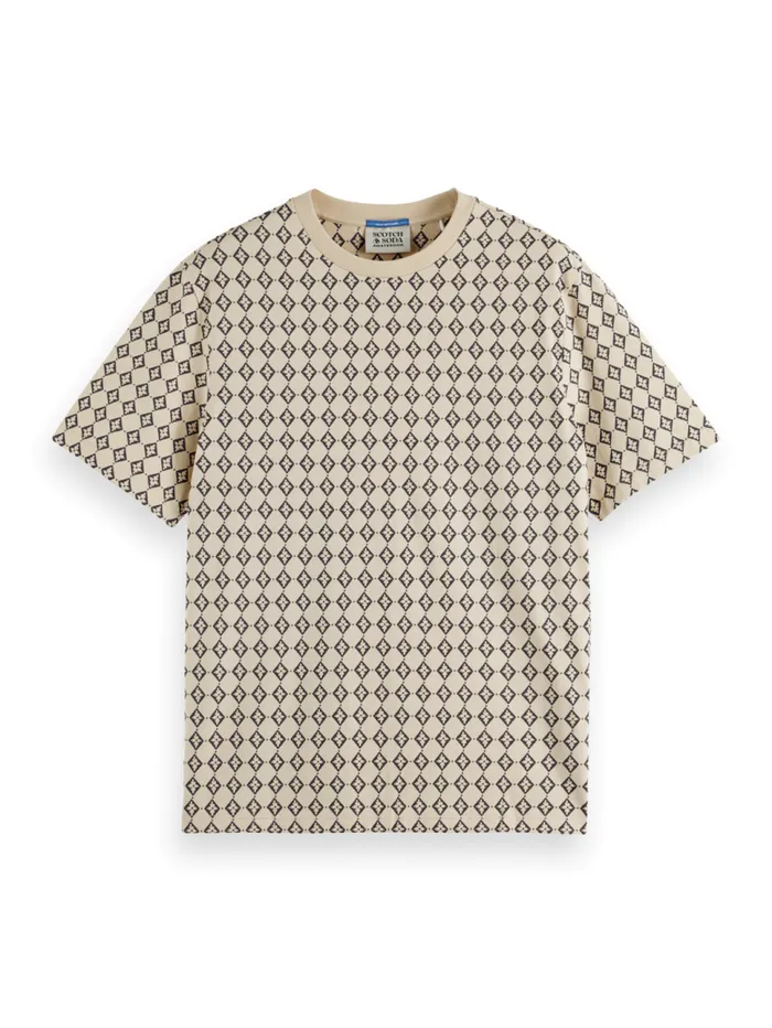 Regular Fit Mini All Over Print Tshirt Parchment Geo Flower Men Scotch and Soda TShirts and Polo Shirts Regular Fit Mini All Over Print Tshirt Parchment Geo Flower Men Scotch and Soda TShirts and Polo Shirts