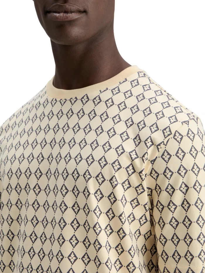 Regular Fit Mini All Over Print Tshirt Parchment Geo Flower Men Scotch and Soda TShirts and Polo Shirts Regular Fit Mini All Over Print Tshirt Parchment Geo Flower Men Scotch and Soda TShirts and Polo Shirts