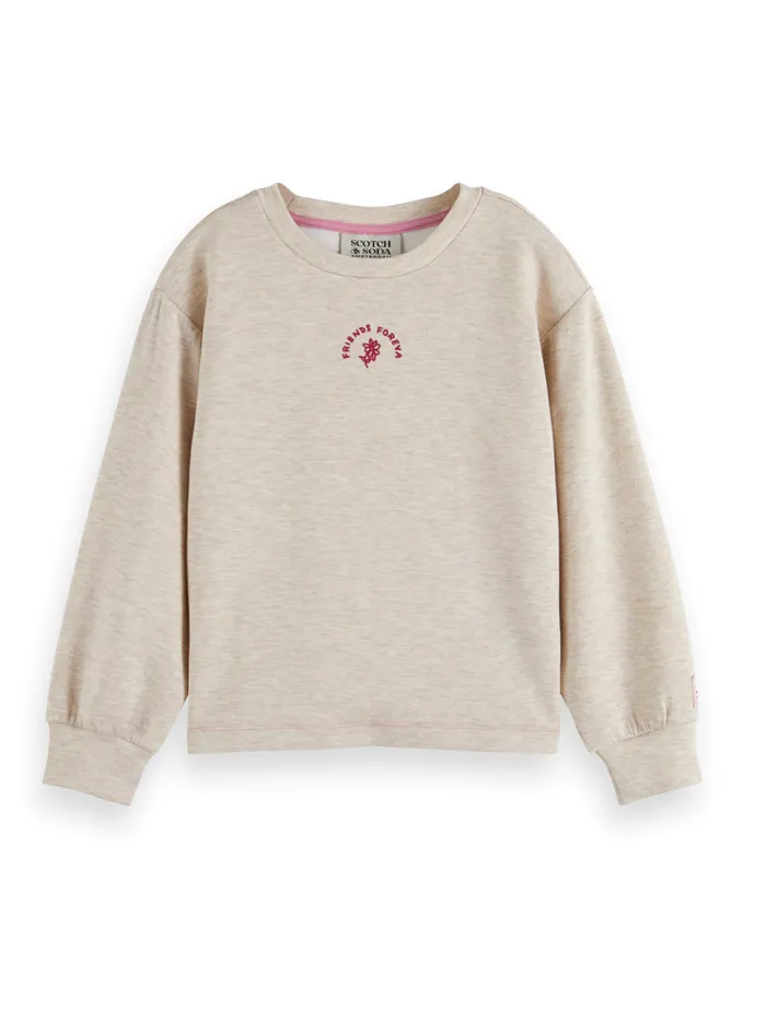 REGULARFIT MODAL CREWNECK Oatmeal Melange Kids Scotch and Soda Sweatshirts and Hoodies