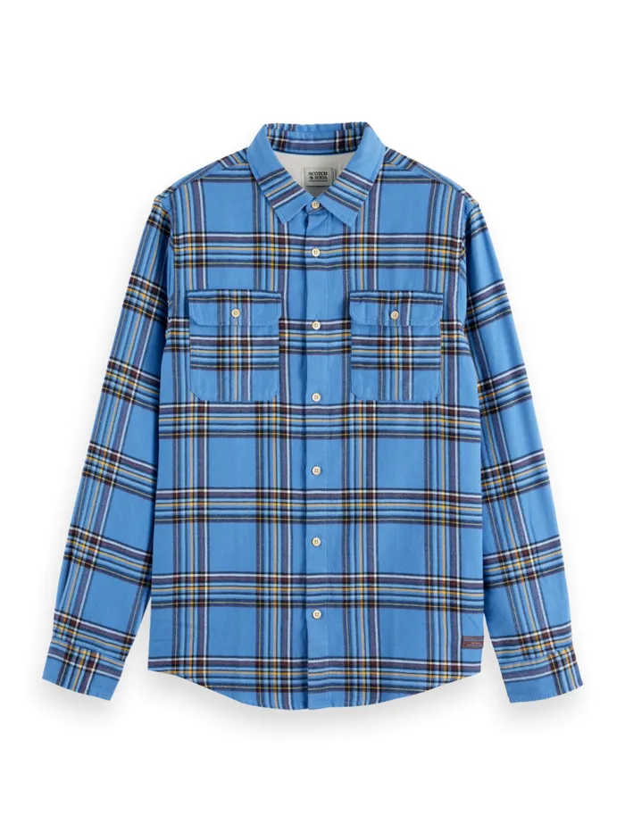 REGULAR FIT MULTICOLOURED FLANNEL CHECK SHIRT Green Check Men Scotch and Soda Shirts REGULAR FIT MULTICOLOURED FLANNEL CHECK SHIRT Green Check Men Scotch and Soda Shirts