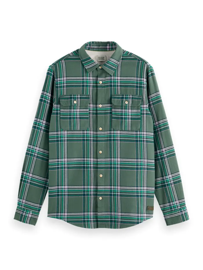 REGULAR FIT MULTICOLOURED FLANNEL CHECK SHIRT Green Check Men Scotch and Soda Shirts REGULAR FIT MULTICOLOURED FLANNEL CHECK SHIRT Green Check Men Scotch and Soda Shirts