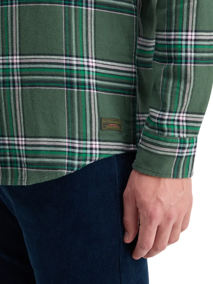 REGULAR FIT MULTICOLOURED FLANNEL CHECK SHIRT Green Check Men Scotch and Soda Shirts REGULAR FIT MULTICOLOURED FLANNEL CHECK SHIRT Green Check Men Scotch and Soda Shirts