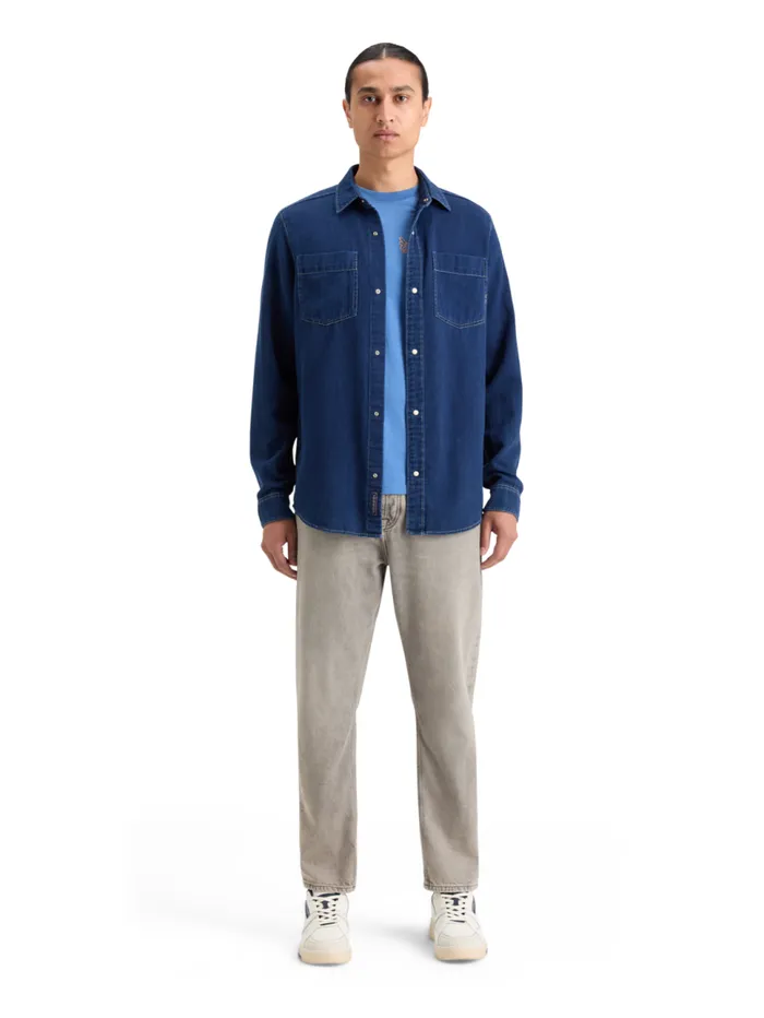 REGULAR FIT PREMIUM INDIGO TWILL WASHED SHIRT Indigo Men Scotch and Soda Shirts