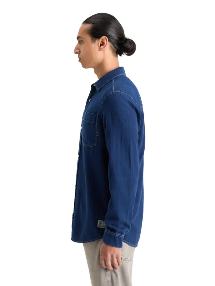 REGULAR FIT PREMIUM INDIGO TWILL WASHED SHIRT Indigo Men Scotch and Soda Shirts REGULAR FIT PREMIUM INDIGO TWILL WASHED SHIRT Indigo Men Scotch and Soda Shirts