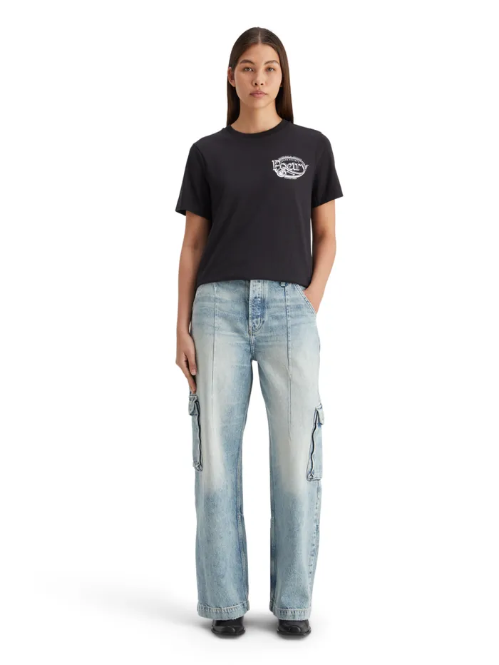 Regular Fit Tshirt With Small Chest Artwork Evening Black Women Scotch and Soda Tops and TShirts