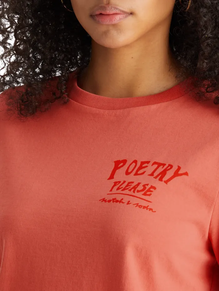 Regular Fit Tshirt With Small Chest Artwork Evening Black Women Scotch and Soda Tops and TShirts Regular Fit Tshirt With Small Chest Artwork Evening Black Women Scotch and Soda Tops and TShirts