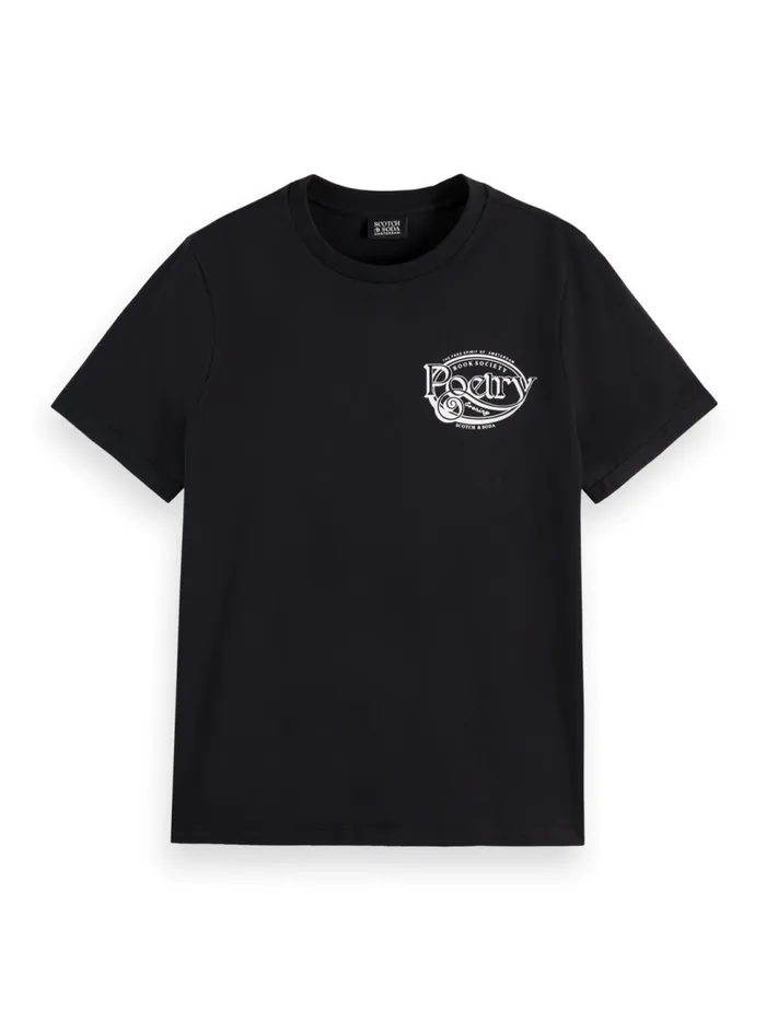 Regular Fit Tshirt With Small Chest Artwork Evening Black Women Scotch and Soda Tops and TShirts Regular Fit Tshirt With Small Chest Artwork Evening Black Women Scotch and Soda Tops and TShirts