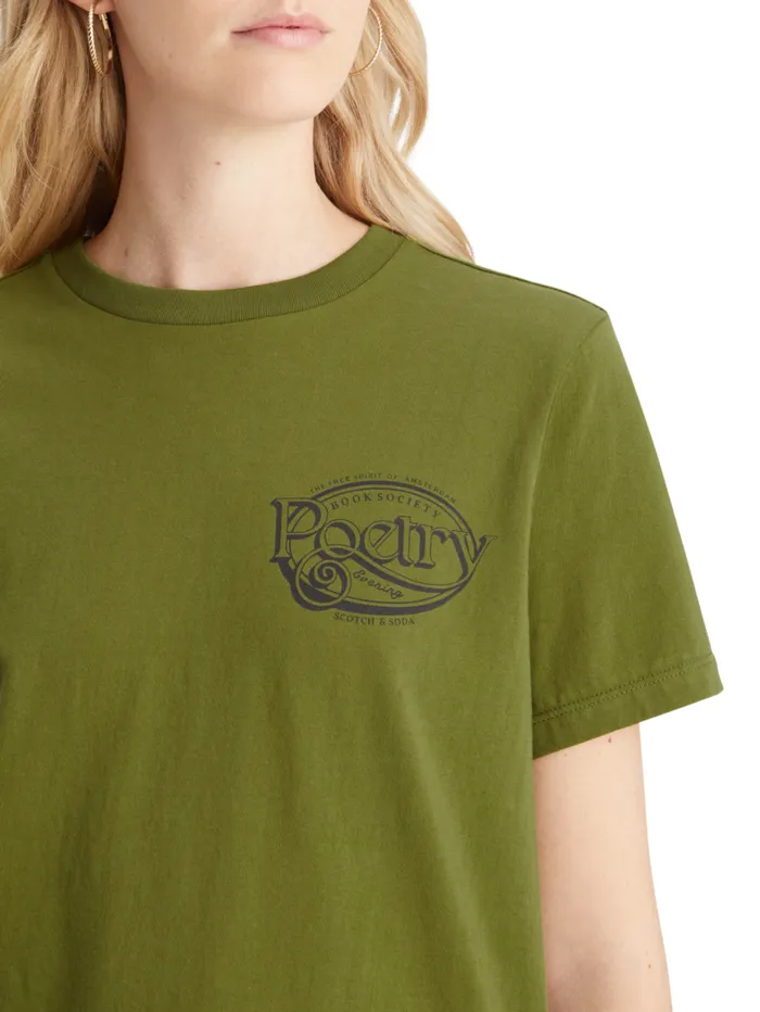 Regular Fit Tshirt With Small Chest Artwork Evening Black Women Scotch and Soda Tops and TShirts Regular Fit Tshirt With Small Chest Artwork Evening Black Women Scotch and Soda Tops and TShirts