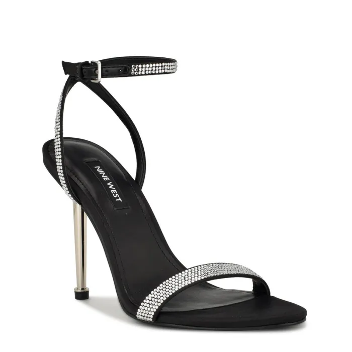 Reina Ankle Strap Sandals Black Women Nine West High Heels Reina Ankle Strap Sandals Black Women Nine West High Heels
