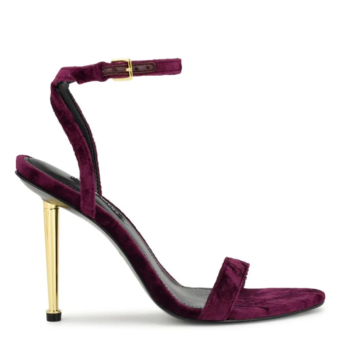 Reina Ankle Strap Sandals Dark Purple Velvet Women Nine West Sandals
