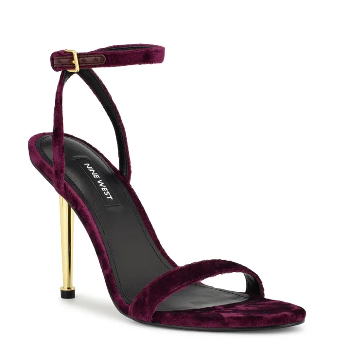 Reina Ankle Strap Sandals Dark Purple Velvet Women Nine West Sandals Reina Ankle Strap Sandals Dark Purple Velvet Women Nine West Sandals