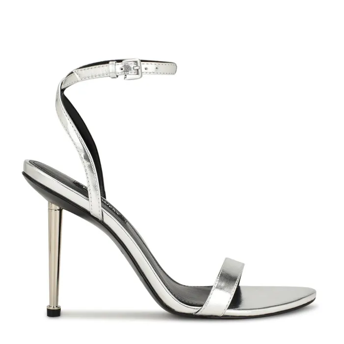 Reina Ankle Strap Sandals Silver Women Nine West High Heels