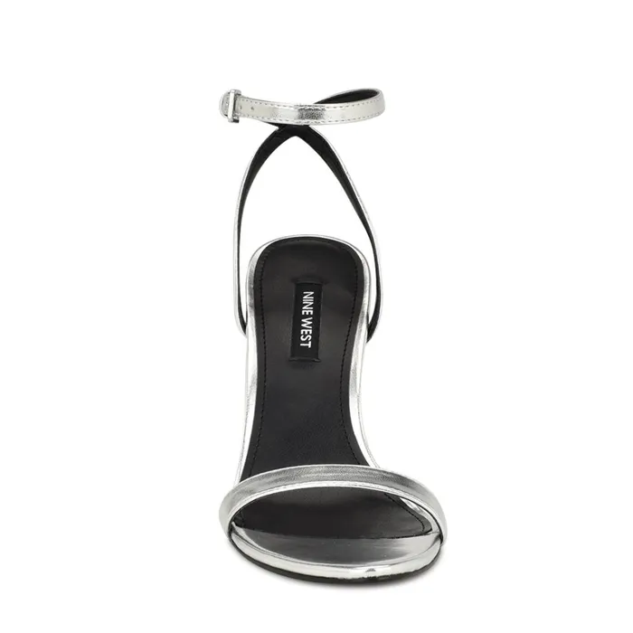 Reina Ankle Strap Sandals Silver Women Nine West High Heels