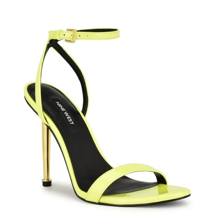 Reina Ankle Strap Sandals Yellow Women Nine West Heeled Reina Ankle Strap Sandals Yellow Women Nine West Heeled