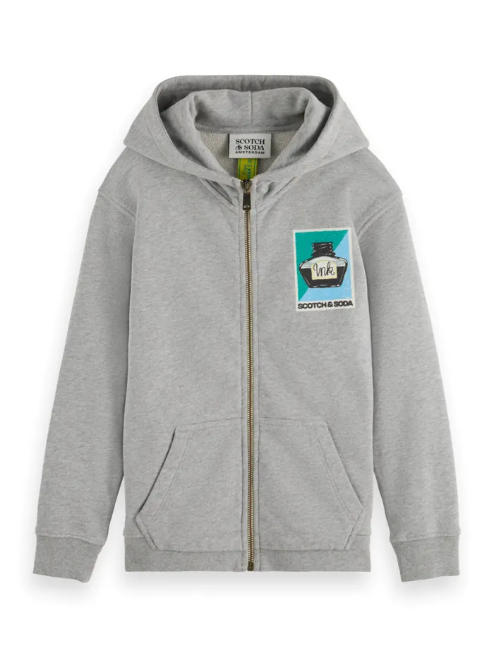 RELAXEDFIT ARTWORK ZIPTHROUGH HOODIE Grey Melange Kids Scotch and Soda Sweatshirts and Hoodies RELAXEDFIT ARTWORK ZIPTHROUGH HOODIE Grey Melange Kids Scotch and Soda Sweatshirts and Hoodies