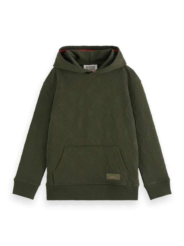 RELAXEDFIT JACQUARD HOODIE Heritage Green Kids Scotch and Soda Sweatshirts and Hoodies