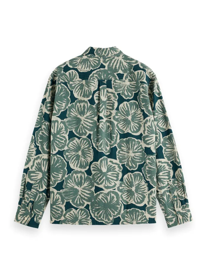 RELAXED FIT SEERSUCKER AOP SHIRT Black Flower Aop Men Scotch and Soda Shirts RELAXED FIT SEERSUCKER AOP SHIRT Black Flower Aop Men Scotch and Soda Shirts