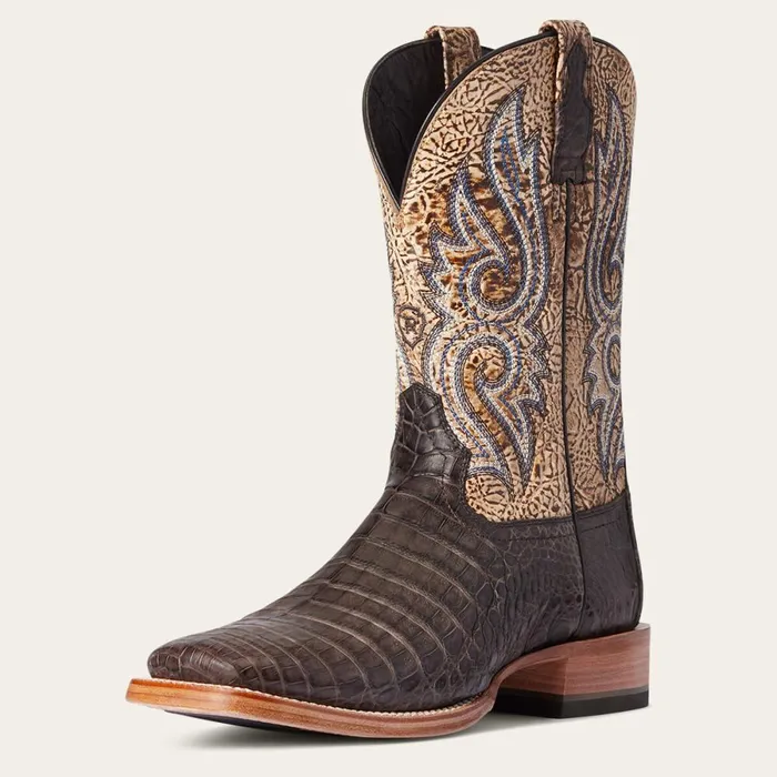 Relentless Denton Western Boot Chocolate Caiman Belly Men Ariat Western Boots