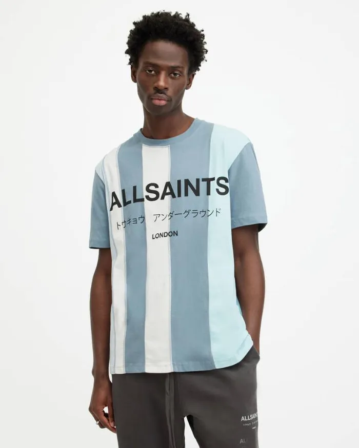 Repurpose Underground Relaxed Fit TShirt Bluebluewhite Men AllSaints TShirts