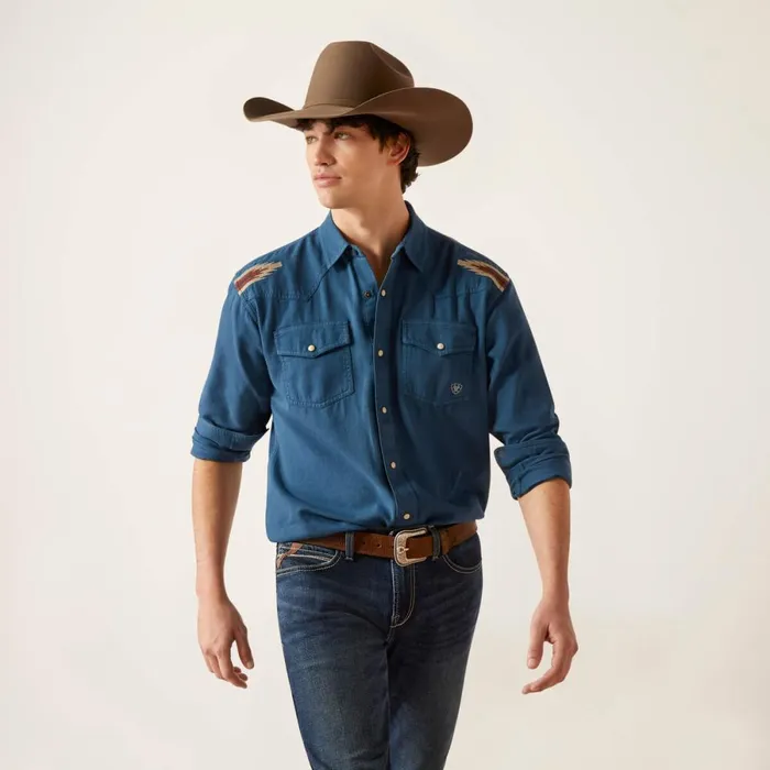 Retro Chimayo Retro Fit Shirt Sailor Blue Men Ariat Button Down Shirts