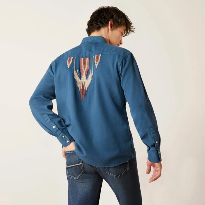 Retro Chimayo Retro Fit Shirt Sailor Blue Men Ariat Button Down Shirts Retro Chimayo Retro Fit Shirt Sailor Blue Men Ariat Button Down Shirts