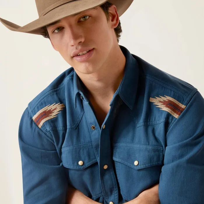Retro Chimayo Retro Fit Shirt Sailor Blue Men Ariat Button Down Shirts Retro Chimayo Retro Fit Shirt Sailor Blue Men Ariat Button Down Shirts