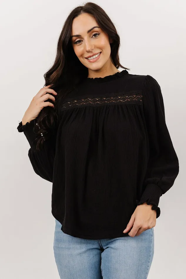 Revere Lace Top Black Women Baltic Born Blouses Shirts