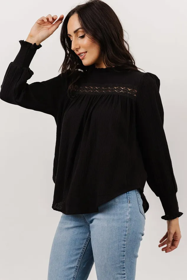 Revere Lace Top Black Women Baltic Born Blouses Shirts Revere Lace Top Black Women Baltic Born Blouses Shirts