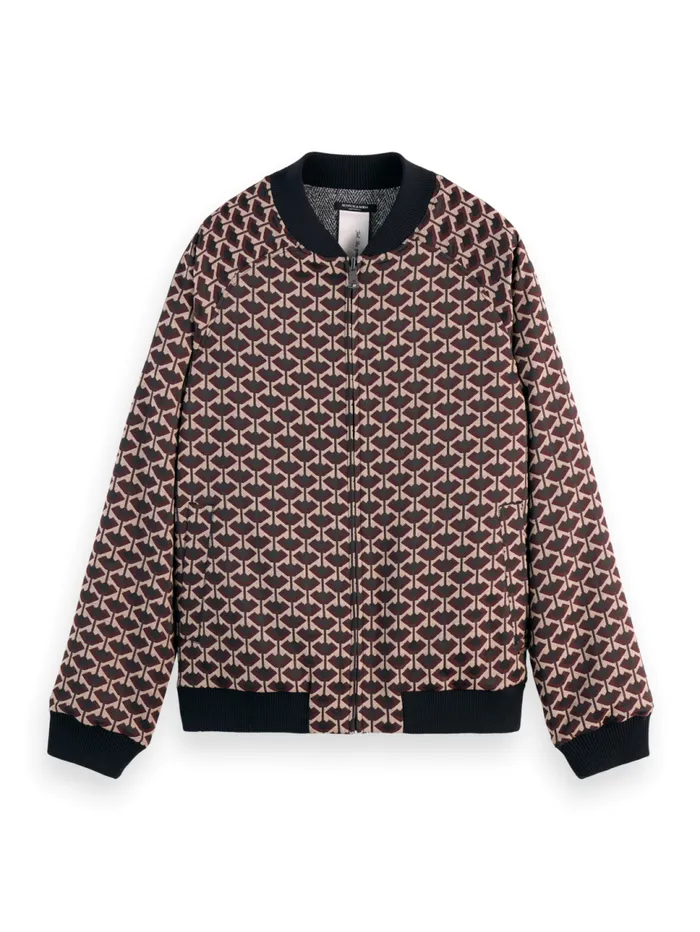 REVERSIBLE JACQUARD BOMBER JACKET Geo Tulip Men Scotch and Soda Jackets and Coats REVERSIBLE JACQUARD BOMBER JACKET Geo Tulip Men Scotch and Soda Jackets and Coats