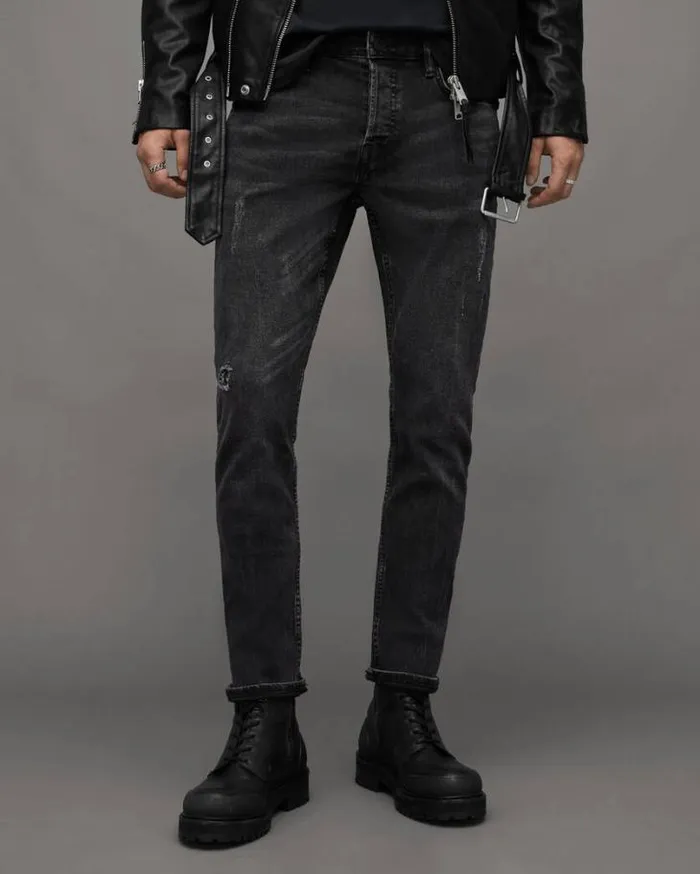 Rex Slim Fit Soft Stretch Denim Jeans Washed Black Men AllSaints Pants