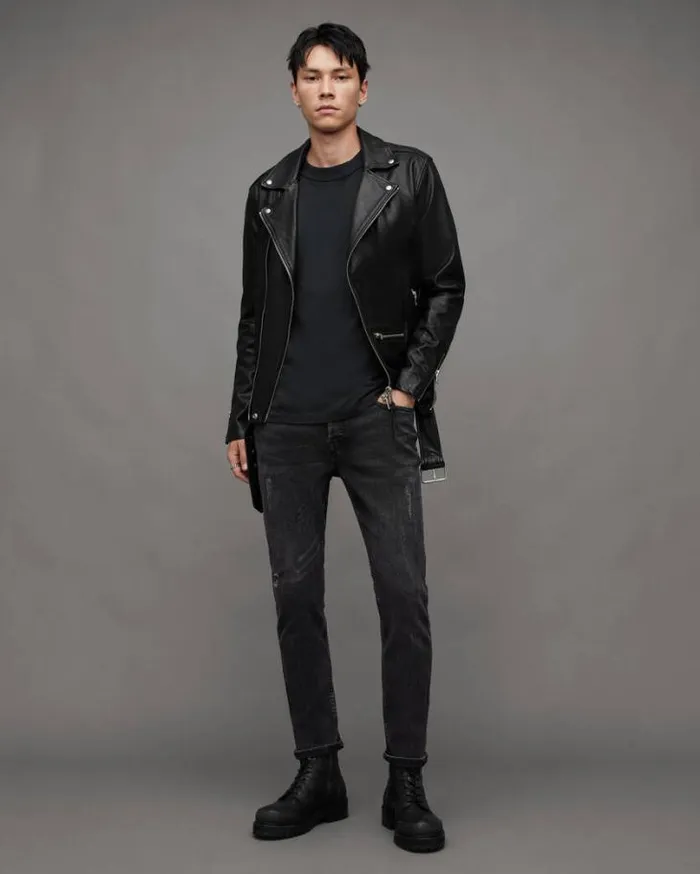 Rex Slim Fit Soft Stretch Denim Jeans Washed Black Men AllSaints Pants