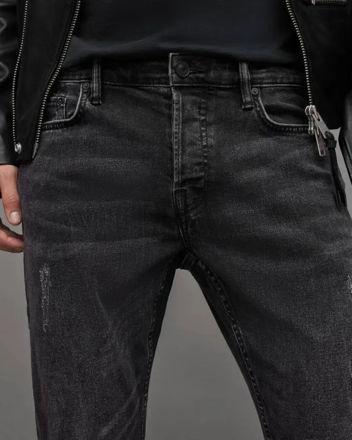 Rex Slim Fit Soft Stretch Denim Jeans Washed Black Men AllSaints Pants