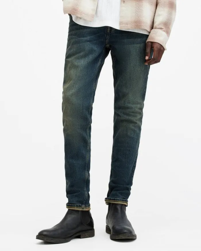 Rex Slim Fit Stretch Denim Jeans Tinted Indigo Men AllSaints Jeans