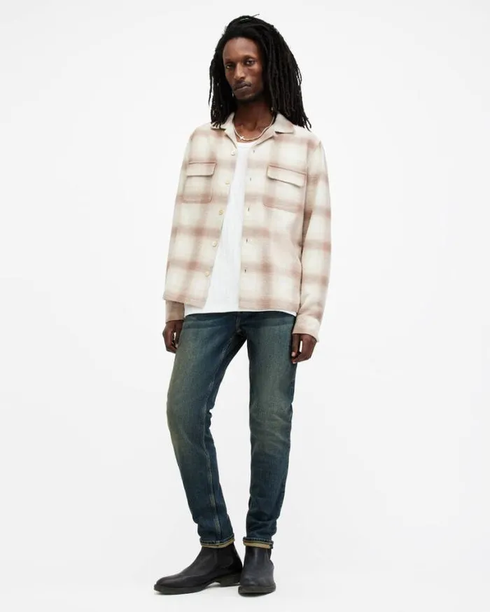 Rex Slim Fit Stretch Denim Jeans Tinted Indigo Men AllSaints Jeans