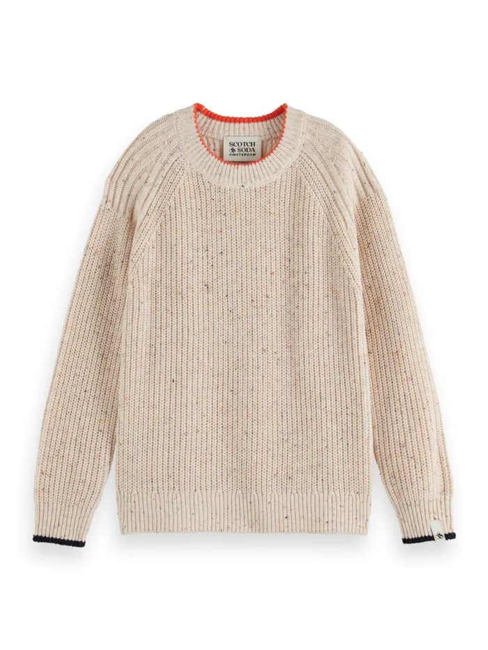 RIB KIT PULLOVER IN NEPS QUALITY Ecru Kids Scotch and Soda Knitwear