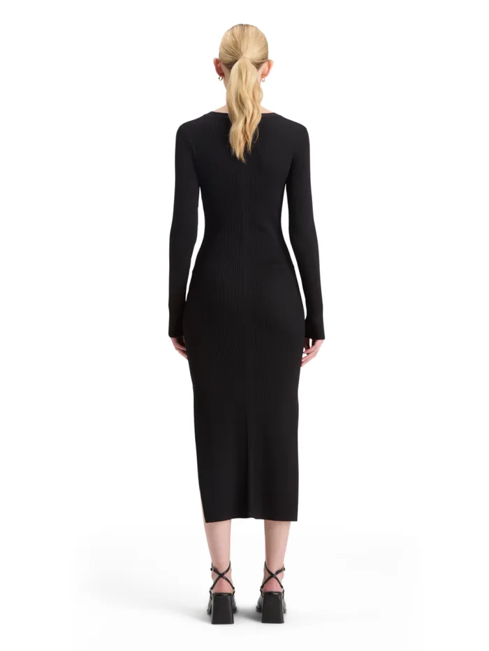 RIBBED KNITTED MIDI DRESS Evening Black Women Scotch and Soda Dresses and Jumpsuits RIBBED KNITTED MIDI DRESS Evening Black Women Scotch and Soda Dresses and Jumpsuits