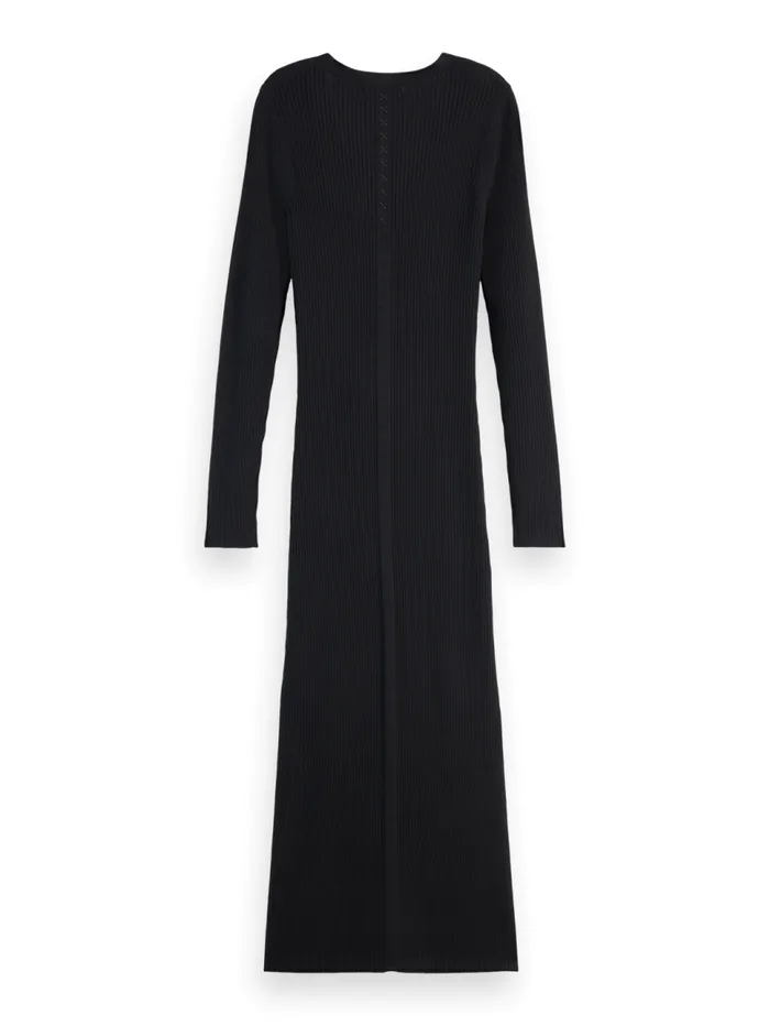 RIBBED KNITTED MIDI DRESS Evening Black Women Scotch and Soda Dresses and Jumpsuits RIBBED KNITTED MIDI DRESS Evening Black Women Scotch and Soda Dresses and Jumpsuits