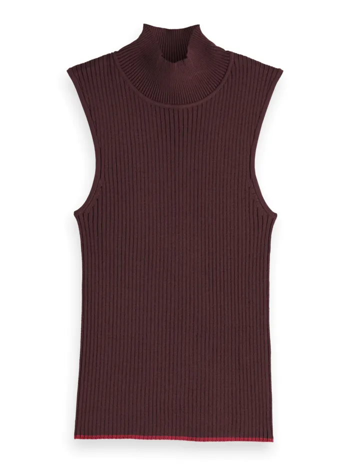 RIBBED KNITTED TANK Wine Women Scotch and Soda Tops and TShirts