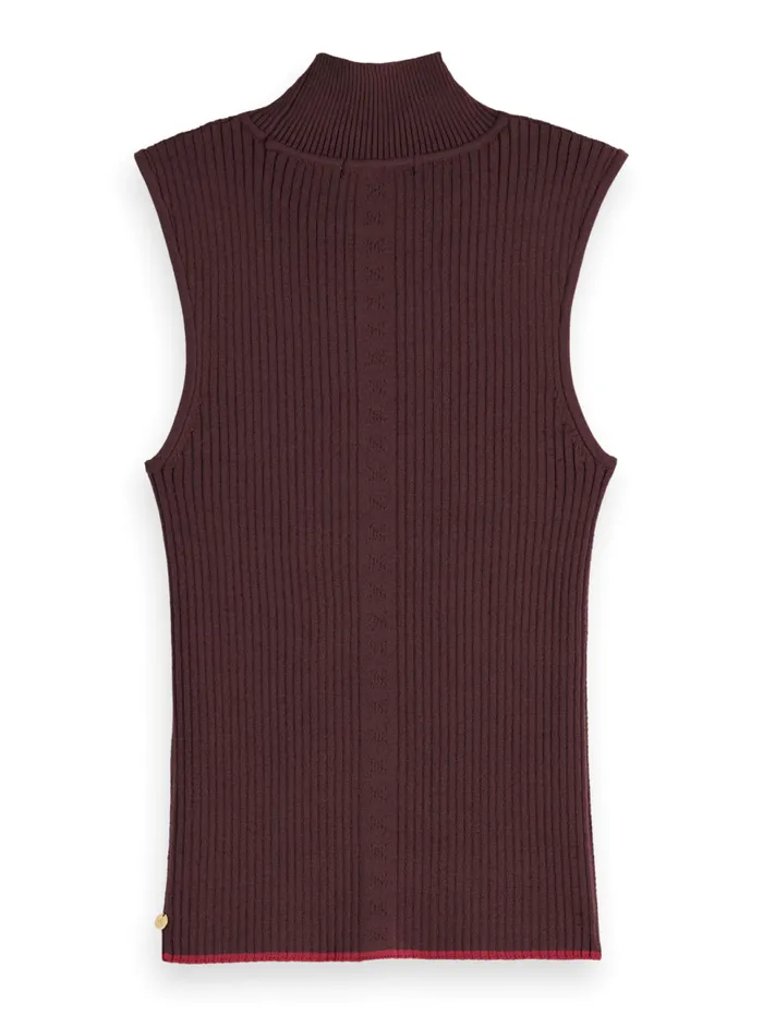 RIBBED KNITTED TANK Wine Women Scotch and Soda Tops and TShirts