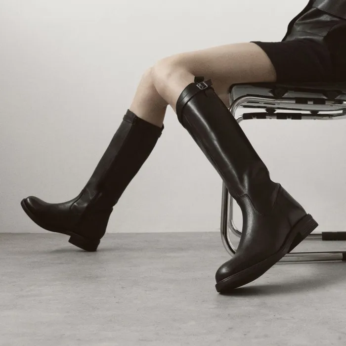 Riding And Flat Boots Women Moda In Pelle Bsoleful BLuna Black Leather