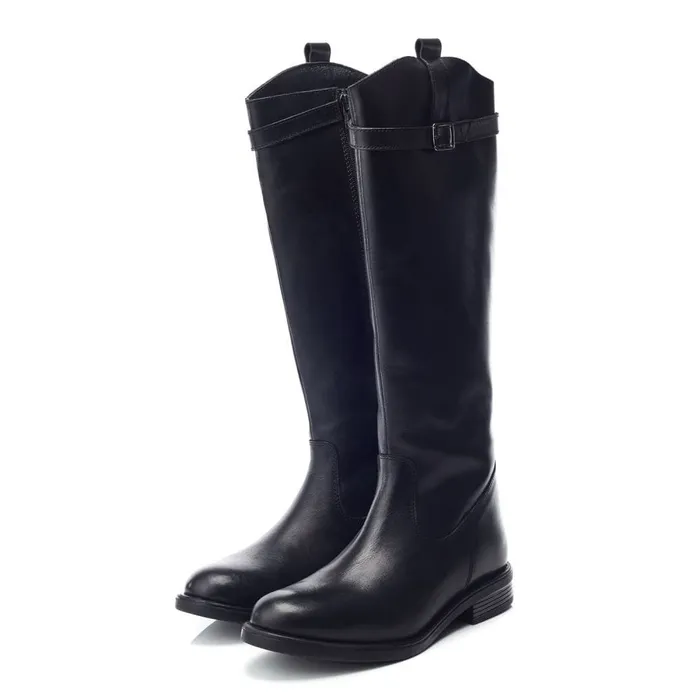 Riding And Flat Boots Women Moda In Pelle Bsoleful BLuna Black Leather