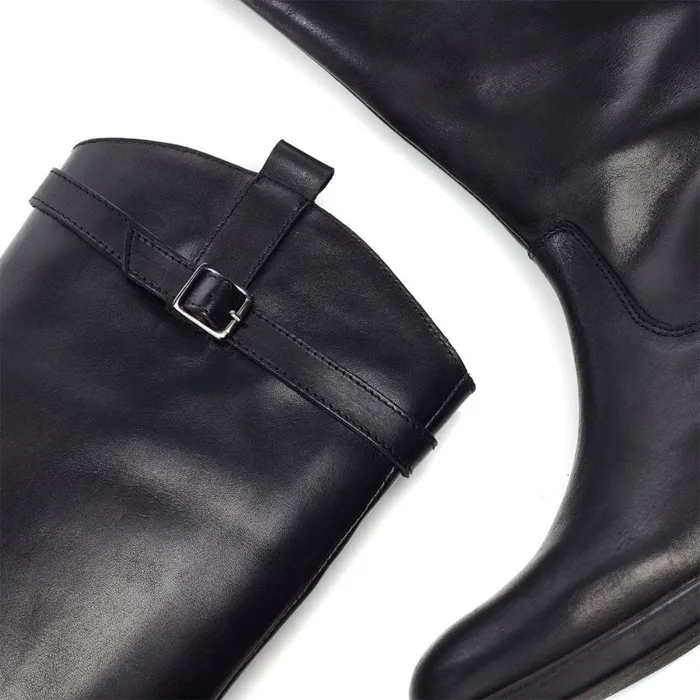 Riding And Flat Boots Women Moda In Pelle Bsoleful BLuna Black Leather