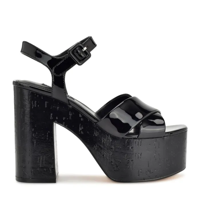 Rilay Platform Sandals Black Patent Women Nine West Dress