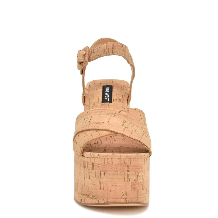 Rilay Platform Sandals Natural Cork Women Nine West Platforms Rilay Platform Sandals Natural Cork Women Nine West Platforms
