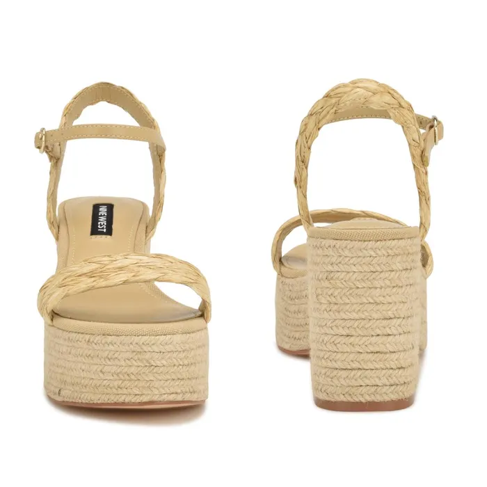 Rivva Heeled Espadrille Sandals Natural Raffia Women Nine West Mid Heels Rivva Heeled Espadrille Sandals Natural Raffia Women Nine West Mid Heels