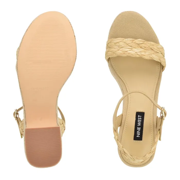 Rivva Heeled Espadrille Sandals Natural Raffia Women Nine West Mid Heels Rivva Heeled Espadrille Sandals Natural Raffia Women Nine West Mid Heels